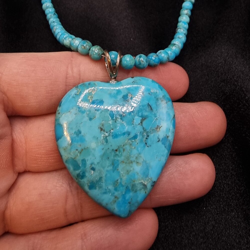 Jay King Mine Finds 925 Sterling Silver Turquoise Necklace With Heart-Shaped - Picture 4 of 5